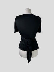 Gucci black short sleeve wrap top size UK6/US2