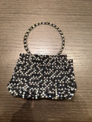 Erickson Beamon black & silver stone evening small handbag