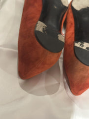 Roger Vivier orange suede flat shoes size UK5.5/US7.5