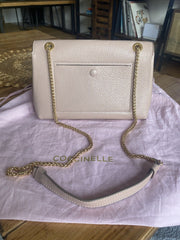 Coccinelle powder pink grained leather shoulder bag