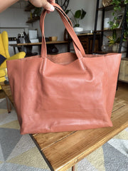 Celine salmon horizontal cabas leather medium tote handbag