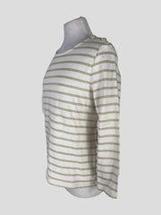 Sezane cream & gold striped long sleeve top size UK12/US8