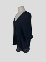 Vince black 100% silk short sleeve top size UK12/US8