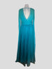 Alberta Ferretti turquoise 100% silk long evening dress size UK10/US6