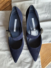 Manolo Blahnik navy suede heels size UK6.5/US8.5