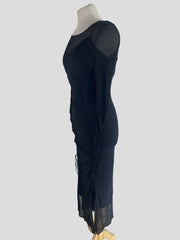 Diane Von Furstenberg black 100% silk bodycon dress size UK6/US2