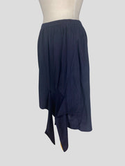 Clu navy silk & cotton asymmetric skirt size UK12/US8