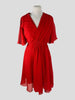 Lanvin red 100% silk shirt sleeve cocktail dress size UK12/US8