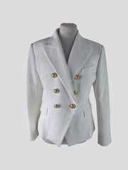 Balmain white 100% cotton blazer size UK14/US10