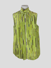 Prada green print sleeveless top size UK12/US8