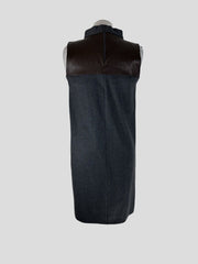 Brunello Cucinelli grey & brown 100% virgin wool sleeveless dress size UK10/US6