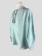 Bella Jones green cotton & silk long sleeve top size UK12/US8