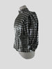 Ganni silver & black silk blend long sleeve top size UK8/US4