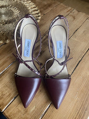 Jimmy Choo burgundy leather pointed toe heels size UK5.5/US7.5