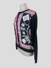 Moschino black & pink 100% virgin wool cardigan size UK12/US8