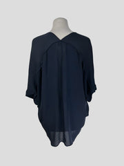 Vince black 100% silk short sleeve top size UK12/US8