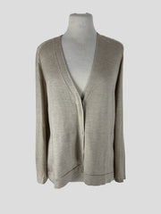 Brunello Cucinelli beige cashmere & silk blend cardigan size UK12/US8