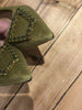 Contigo green velvet pointy toe flat shoes size UK6/US8
