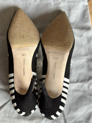 Manolo Blahnik black & white suede and leather heels size UK6.5/US8.5