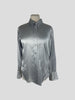 Frame silver silk blend long sleeve shirt size UK8/US4