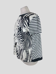 Marccain black & white zebra print short sleeve top size UK12/US8