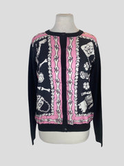 Moschino black & pink 100% virgin wool cardigan size UK12/US8