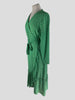 Never Fully Dressed green & gold wrap long sleeve dress size UK16/US12