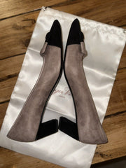 Roger Vivier beige & black suede heels size UK6/US8