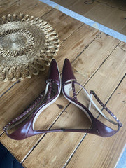 Jimmy Choo burgundy leather pointed toe heels size UK5.5/US7.5