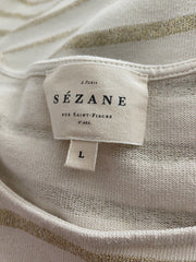 Sezane cream & gold striped long sleeve top size UK12/US8