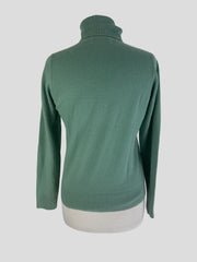 Cocoa Cashmere green 100% cashmere polo neck jumper size UK6/US2