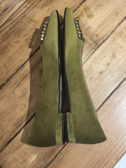 Contigo green velvet pointy toe flat shoes size UK6/US8