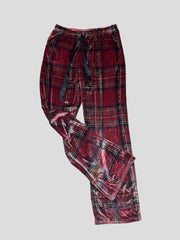 Ridley red check 100% silk straight leg relaxed trousers size UK12/US8