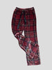 Ridley red check 100% silk straight leg relaxed trousers size UK12/US8