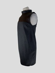 Brunello Cucinelli grey & brown 100% virgin wool sleeveless dress size UK10/US6