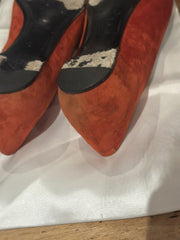 Roger Vivier orange suede flat shoes size UK5.5/US7.5