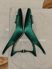 Manolo Blahnik Maysli satin evening sling back heels size UK6/US8