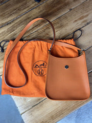 Hermes mini Vespa orange crossbody leather bag