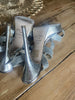 Jimmy Choo silver leather open toe heels size UK6/US8