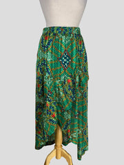 Ba&sh green floral print midi skirt size UK10/US6