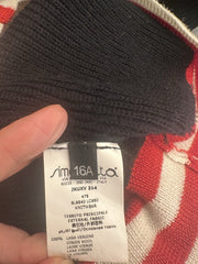 Balmain navy & red 100% virgin wool cardigan size UK16/ US12