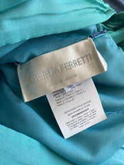 Alberta Ferretti turquoise 100% silk long evening dress size UK10/US6