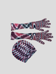 Missoni red print 100% cashmere hat & gloves set size M