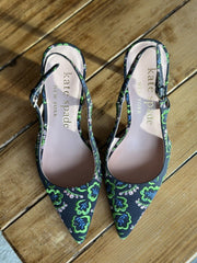 Kate Spade green print sling back heels size UK6.5/US8.5