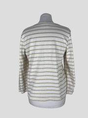 Sezane cream & gold striped long sleeve top size UK12/US8