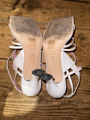 By Far white leather square toe heels size UK4/US6