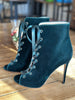 Gianvito Rossi bottle green velvet lace- up heels size UK6/US8