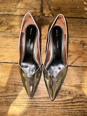 Proenza Schouler silver leather heels size UK5/US7