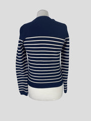 Pure navy & white 100% cotton long sleeve top size UK10/US6