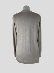 Brunello Cucinelli beige cashmere & silk blend cardigan size UK12/US8